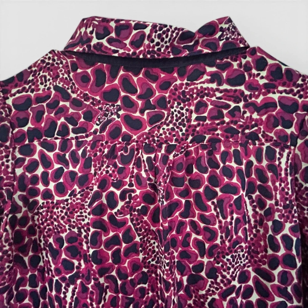 Lilly Pulitzer Pink Purple Leopard Animal Print Cotton Shirt Dress Size 4 - Picture 5 of 10